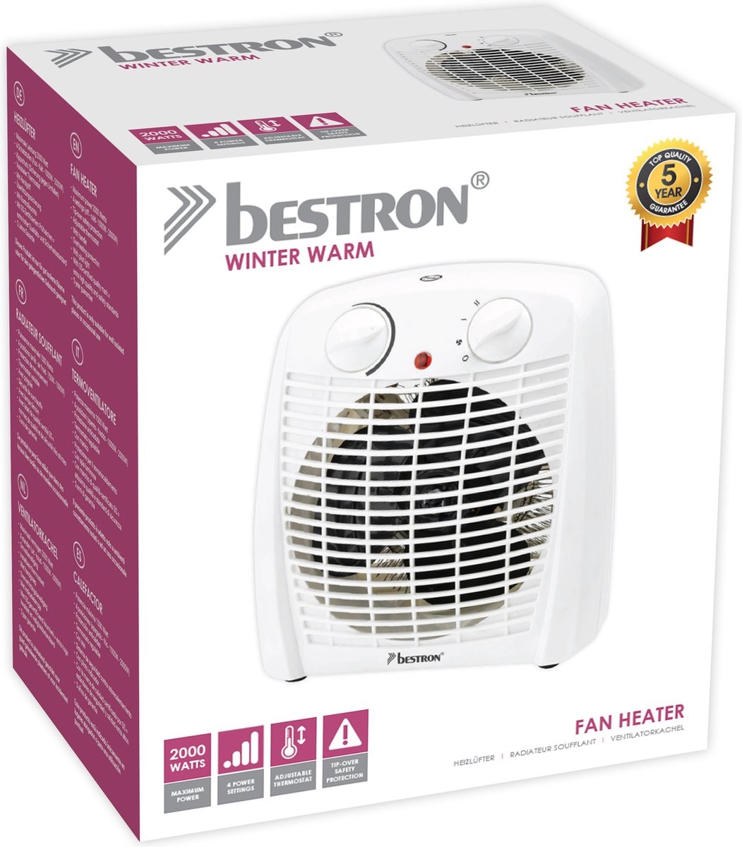 Bestron AFH211W ventilatorkachel met thermostaat 2000W